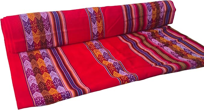 Lucio Fabrics Unique Native Peruvian Throw - Vibrant Colors Lightweight Durable - HomeYoga BeachCampingPicnicOutdoor Activities Thin Blanket 70'' x 47'' (Red Mountain Loom)