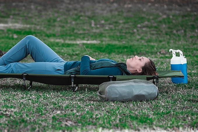 MARCHWAY Ultralight Folding Tent Camping Cot Bed Portable Compact for Outdoor Travel Base Camp Hiking Mountaineering Lightweight Backpacking (Army Green)