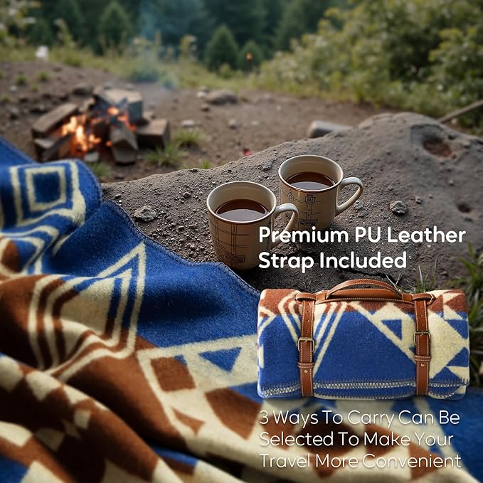 100% Wool Blanket 62 x 86 Warm Thick Washable Military Wool Blanket Great for Camping Outdoors Sporting Events Survival Kits Rock