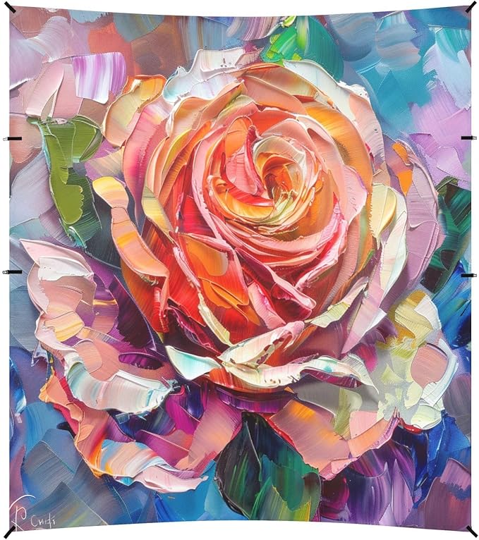 ALAZA Blooming Colorful Rose Flower Painting Beach Tent Sun Shelter UPF50+ Protection Beach Shade Canopy w/ 4 Sandbags for Outdoor Camping Fishing Backyard Fun Picnic 10x9 ft