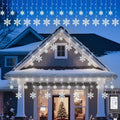 Brightown Christmas Snowflake Lights Outdoor - 13FT 192LED Snowflake String 16 Drops 12 Modes Timer IP65 Waterproof Connectable Xmas Lights for Eaves Windows Indoors &amp Outdoors
