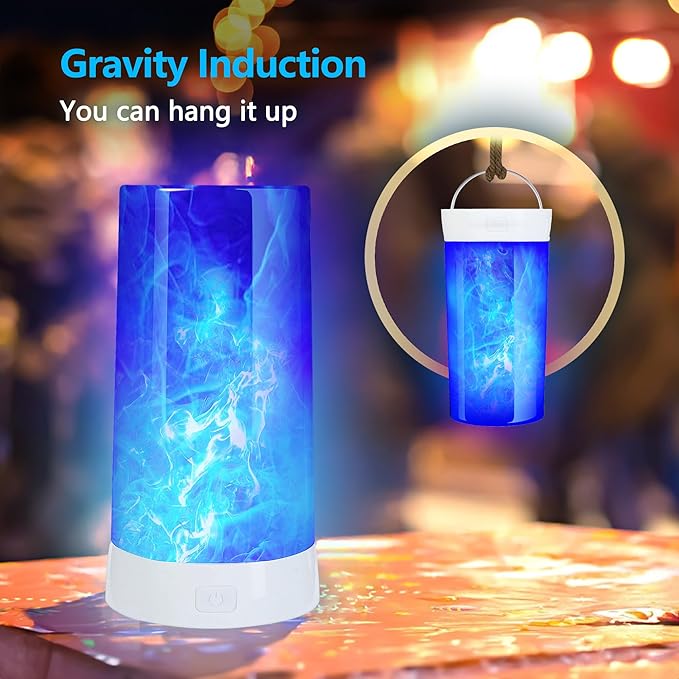 4X LED Flame Effect Light  USB Rechargeable 4 Modes Flickering Flame Candle Lantern with Remote Timer Gravity Sensing Effect Magnetic Base Waterproof Dimmable Outdoor Hanging Lamps Camping