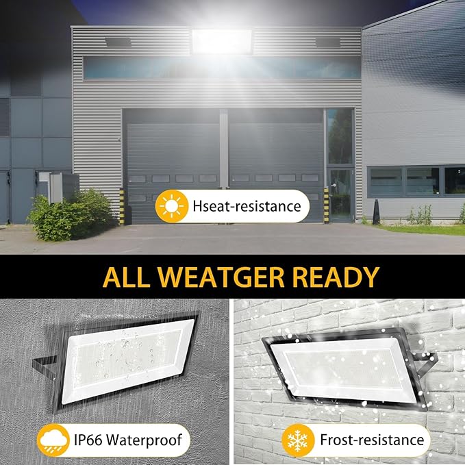 2 Pack 1000W LED Flood Light Outdoor4250W Equivalent Super Bright 99500LM 5000K Daylight White FloodLight with PlugIP66 Waterproof Commercial Lighting for Sports FieldsCountsArenaStadium