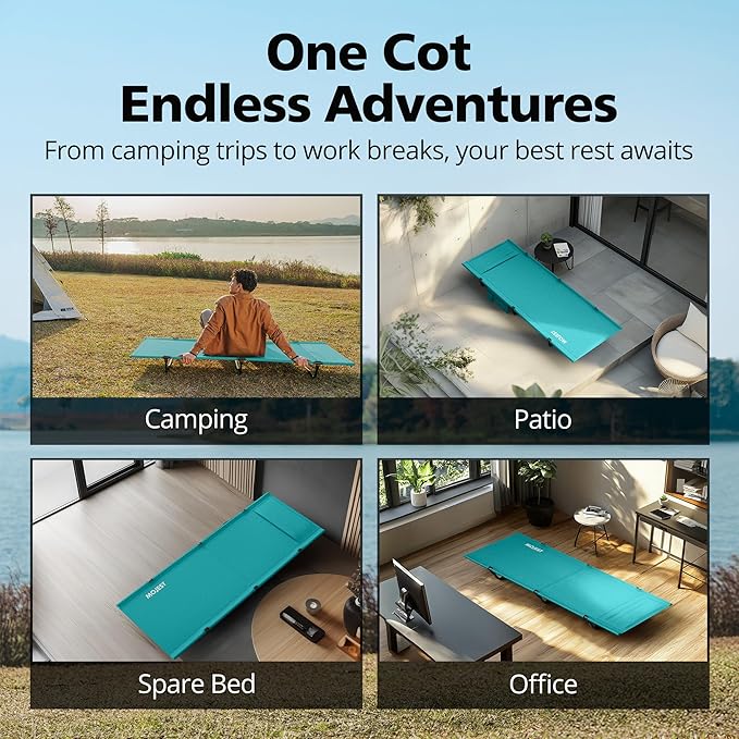 Ultralight Camping Cot for Adults Portable Folding Camping Bed Supports 350 lbs - Lightweight for Travel Camping Hiking Backpacking Mountaineering (Blue)