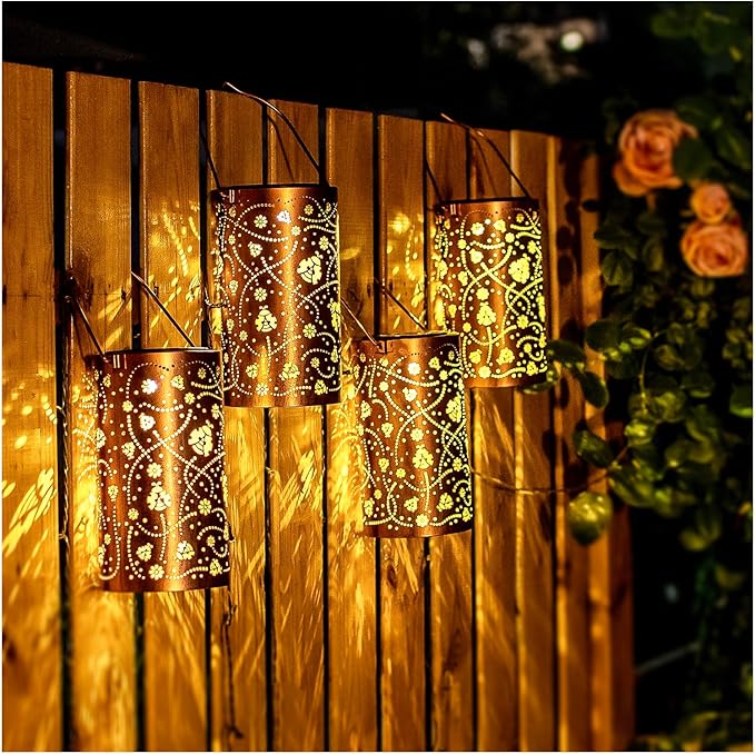 Ladybug Solar Lanterns Outdoor Waterproof Hanging Solar Lights Ladybug Gifts for Women Men Metal Decorative LED Ladybug Lanterns for Garden DecorYardPatioLawnTabletopPathwayLandscape