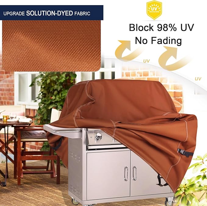 NettyPro BBQ Grill Cover 52 inch Heavy Duty Waterproof Outdoor 2-3 Burners Gas Grill Cover for Outside Weber Char-Broil Brinkmann Nexgrill Barbecue Brown