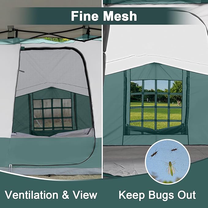 KAMPKEEPER Canopy Side Tent Camping Canopy Tent for 10x10 Pop Up Canopies Cube Tents Gazebo Room Compatible with 10' Wide Canopies(Canopy Not Included)