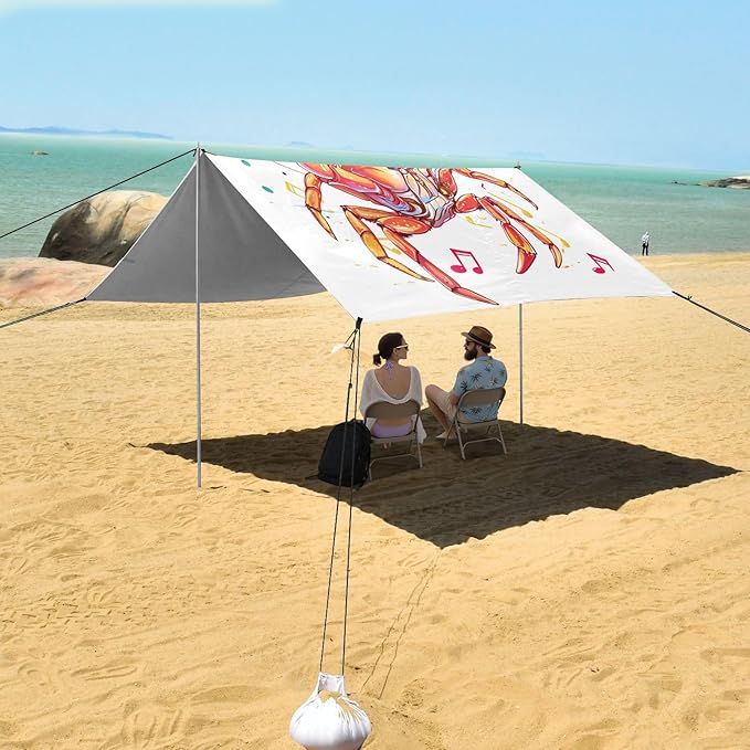 Camping Sun Shelters Dancing Crab Beach Canopy 126 * 110.2in