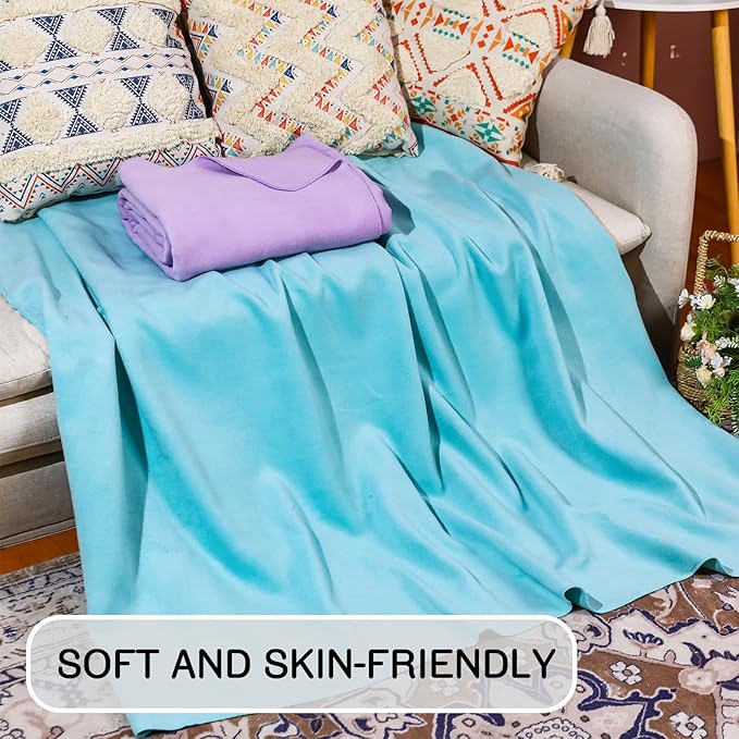 Peryiter 2 Pcs Military Wool Blanket Large 64 x 88 Camping Blanket Survival 3.3 Lbs Each Thick Thermal Washable Emergency Blanket for Outdoors Sporting Events Survival Kits (Purple Bean Green)