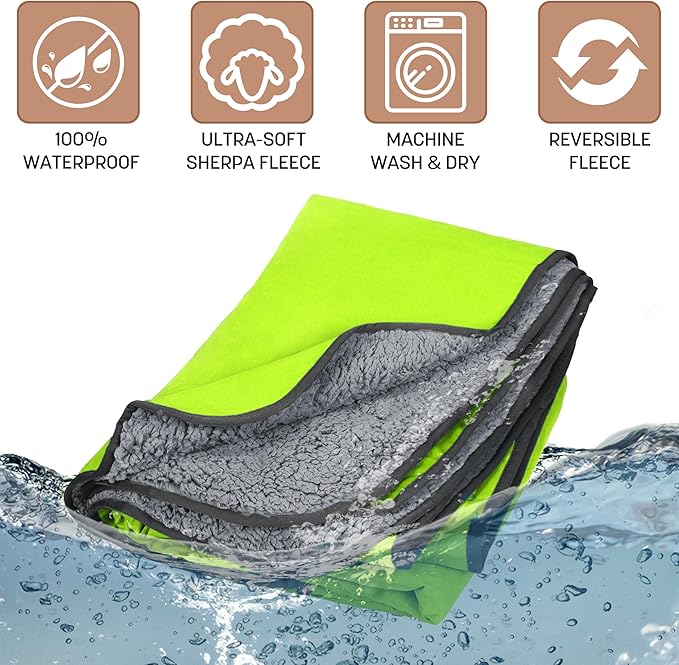 Tirrinia Waterproof Outdoor Blanket with Sherpa Lining Windproof Triple Layers Warm Comfy Foldable for Camping Stadium Beach Picnic Grass Concerts Car Dog 51''X 59'' &amp 59''X 80''