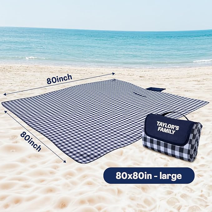 Bulk Personalized Picnic Blankets - Custom Logo or Text – Foldable and Lightweight – Great for EventsWedding Favors Corporate Gifts Employee Swag – 30 Pack