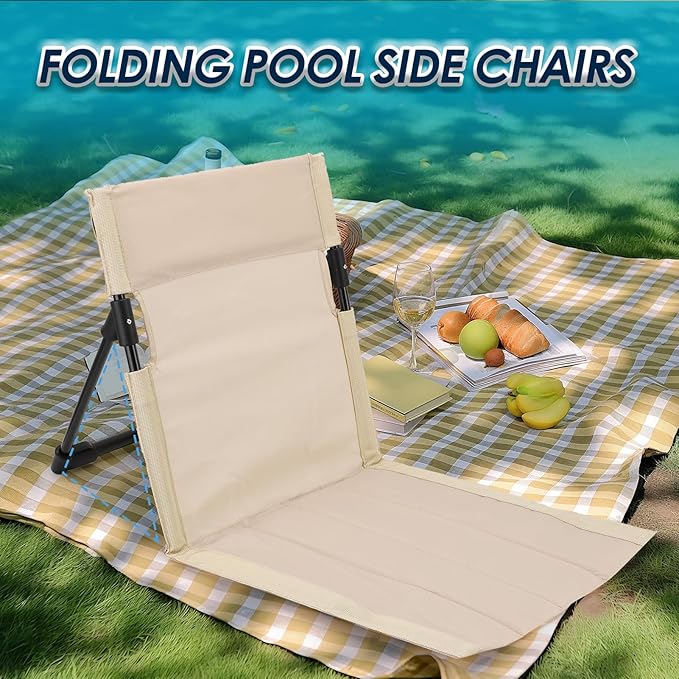 Gugxiom 2 Pcs Foldable Pool Chairs Portable Outdoor Chair for Poolside Beach Chairs for Beach Poolside Camping Picnic Lawn Accessories (White)