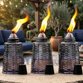 Seraphic Citronella Table Top Torches for Outdoor Patio 16oz Decorative Glass Torch Citronella Candles for Outside Deck Garden Parties Set of 3 Black