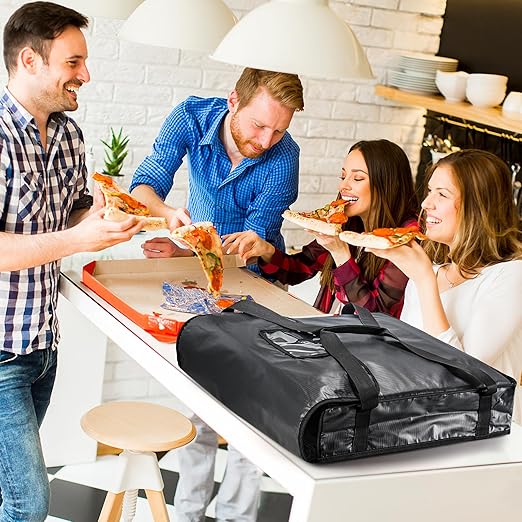DEAYOU Pizza Bag Insulated Pizza and Food Delivery Bag Professional Thermal Pizza Warmer Bag Hot Pizza Carriers for Transport Catering Moisture Free Heavy Duty 20 x 20 x 5 Black