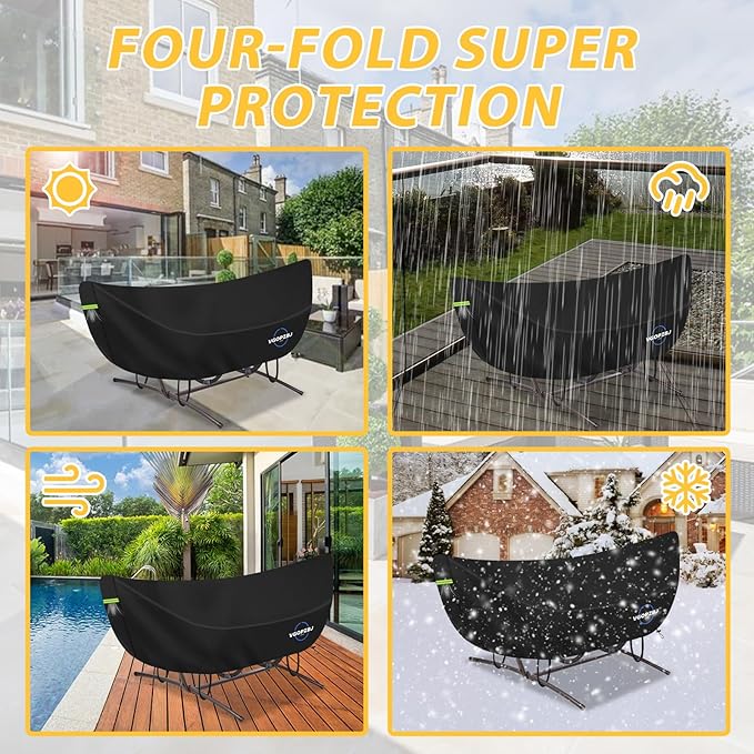 Hammock Cover Waterproof 600D Heavy Duty Oxford-Thickened Cover for 10 - 12FT Hammock Stand With HandlesVentsClick-Close Straps &amp Reflective Strip All Weather Protection