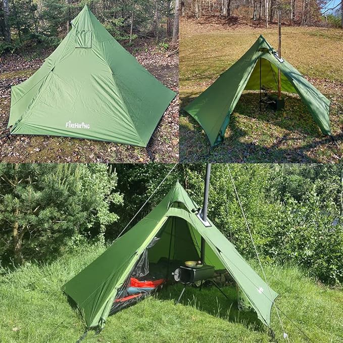 FIREHIKING Hot Camping Tent - Ultralight Tepee With Stove Jack for 1-2 Adults