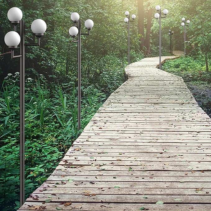 Lightdot 79 Modern Stable Outdoor Lamp Post Light 3-Head Aluminum Pole Lamp with 3000K LED Bulbs Included IP65 Waterproof Heavy-Duty Hardwired Post Light Fixtures for Garden/Yard/Driveway-Brown