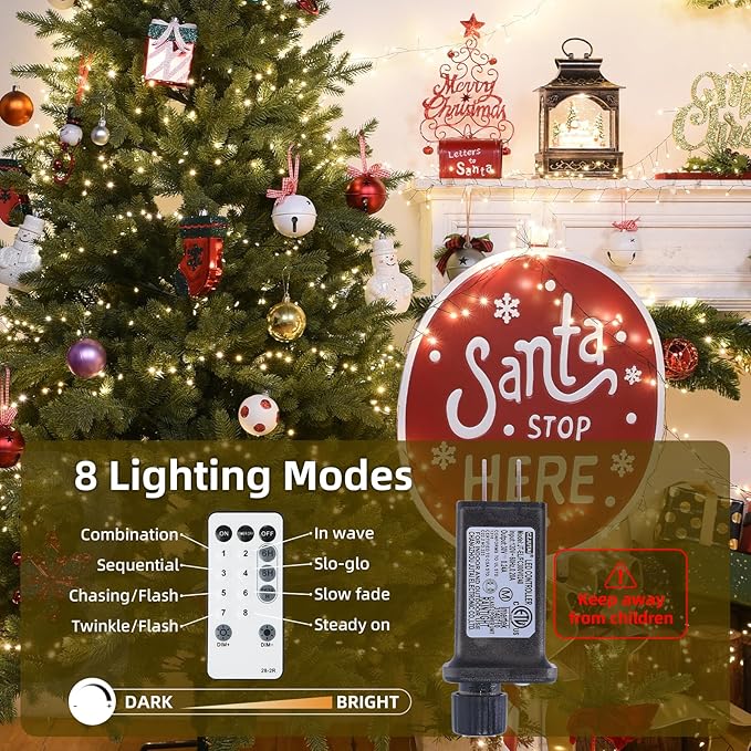 Fairy Lights Plug in 65Ft 1000LED Warm Christmas Wreath Twinkle Lights with Timer Remote Waterproof Firecracker Firefly Cluster String Light for Bedroom Graland Party Tree Decor Black Wire