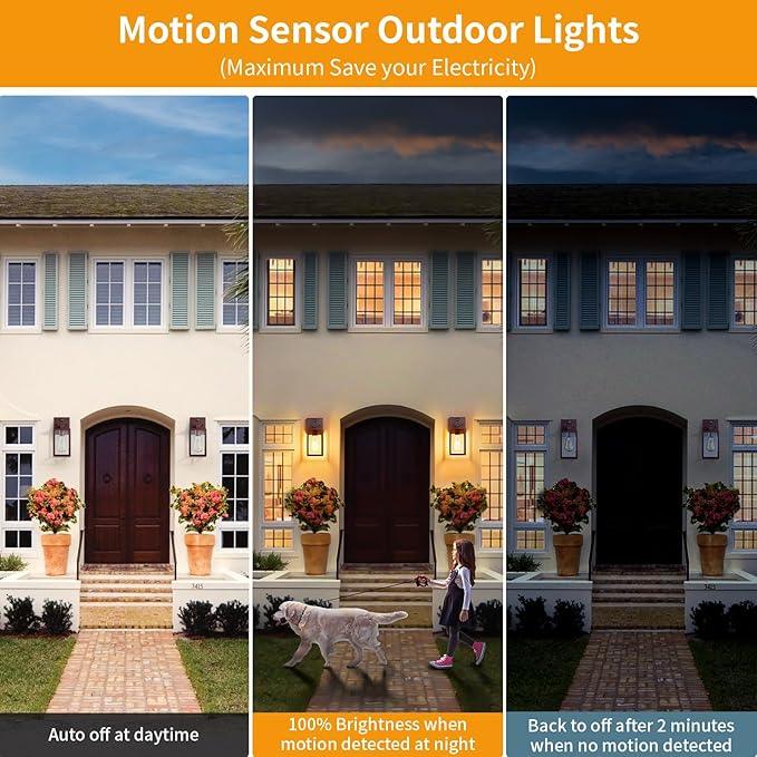2 Pack Motion Sensor Outdoor Light Fixtures Wall Mount Oil Rubbed Bronze Front Porch Lights Dusk to Dawn Exterior Wall Sconce Waterproof Lantern LampOutside Coach Light for HouseGarageYard