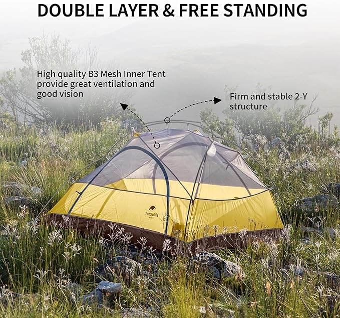 Naturehike Star River 2 Person Backpacking Tent Lightweight Waterproof 2 Person Camping Tent Double Layer Two Person Tents for Camping Hiking Cycling