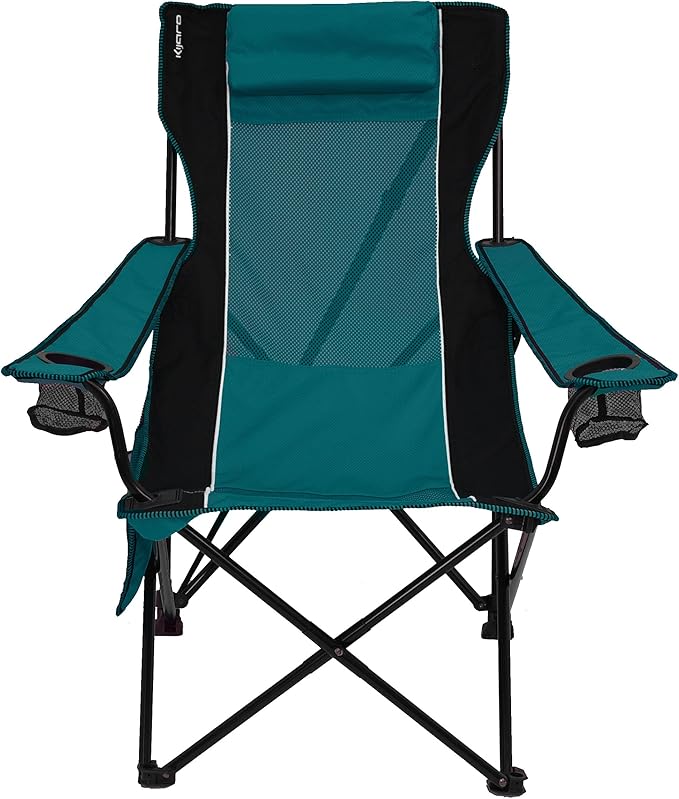 Kijaro Sling Folding Camping Chair - Enjoy The Outdoors in This Outdoor Chair with a Built-in Cup Holders and Side Organizer OR Side Cooler - Includes a Detachable Pillow