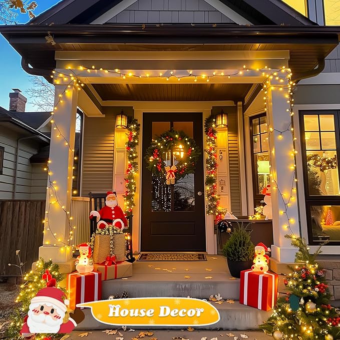 JMEXSUSS 500 LED Christmas Lights Outdoor 173ft Warm White Christmas Tree Lights 8 Modes Plug in Twinkle String Light for Outside Holiday Indoor Ceiling House Xmas Decorations