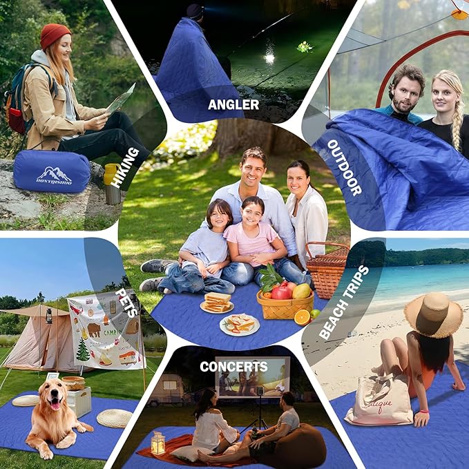 Outdoor Waterproof Camping Blanket Foldable Fleece Stadium Blanket for Outdoor Sports Event Camping Picnics