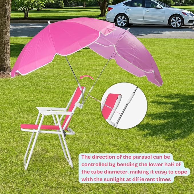 Outvita Beach Chair with Umbrella Outdoor Folding Chair High Strength Cleanable Fabric Lightweight and Waterproof for Sand Camping Lawn Concert Travel Festival BlueHeavy Duty Supports 220lbs