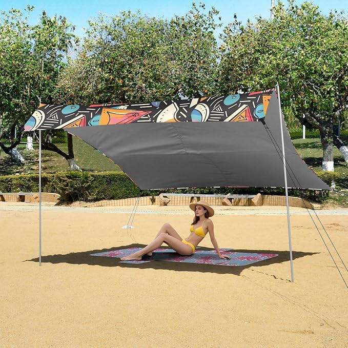 Camping Sun Shelters Colorful Graffiti Triangle Beach Canopy 126 * 110.2in