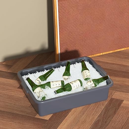 Vcansay 13 L Plastic Commercial Bus Tubs Restaurant Dish Washing Box Gray 12 Packs