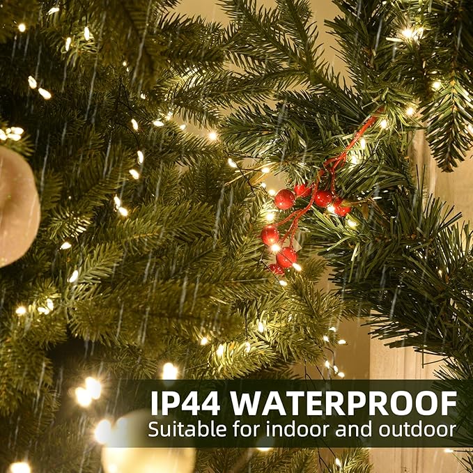 Fairy Lights Plug in 65Ft 1000LED Warm Christmas Wreath Twinkle Lights with Timer Remote Waterproof Firecracker Firefly Cluster String Light for Bedroom Graland Party Tree Decor Black Wire