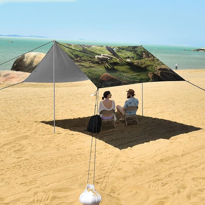 Camping Sun Shelters Character Shepherding in The Mountain Beach Canopy 126 * 110.2in