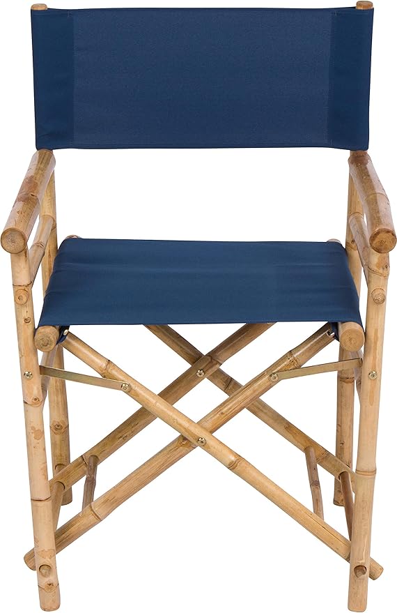 Statra Folding Director Chair Bamboo Portable Camping Outdoor Set of 2 Navy