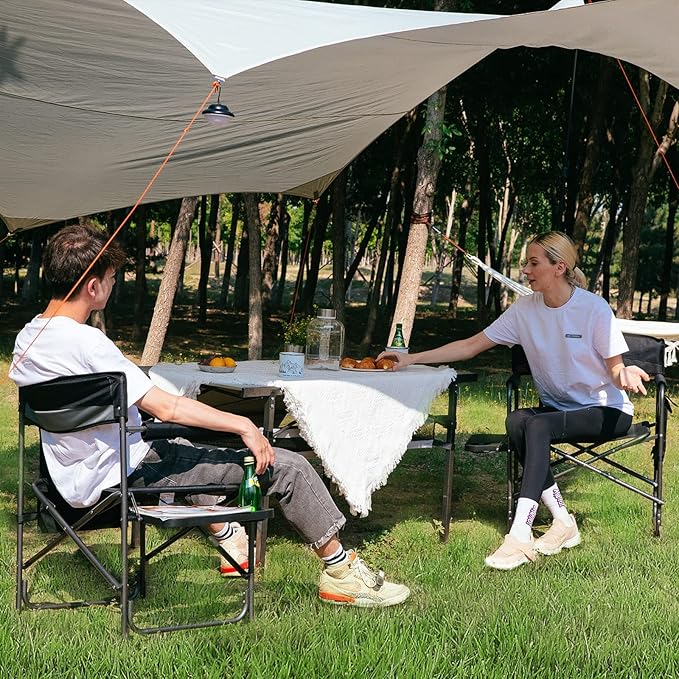 KingCamp 2-Pack Directors Camping Chair with Padded Folding Portable Seats Black