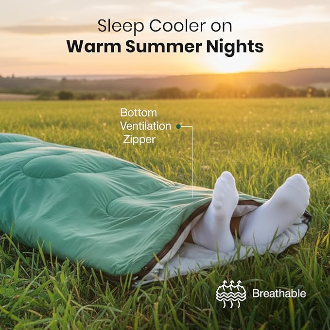 Wolfstone Sleeping Bags for Adults - 3 Season Sleeping Bags with Lightweight Compression Sack for Hiking &amp Camping - Anti-Snag Zipper Tear-Resistant Shell &amp Breathable Lining in Black Blue o