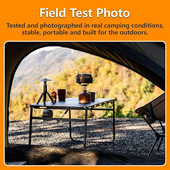 Camping Table Folding Portable Table 40.9x19.3 (Innovative Nitrogen Gas Strut) Outdoor Folding Tactical Table with Carry Handle Bonus Storage Bag for Camping Picnic Party