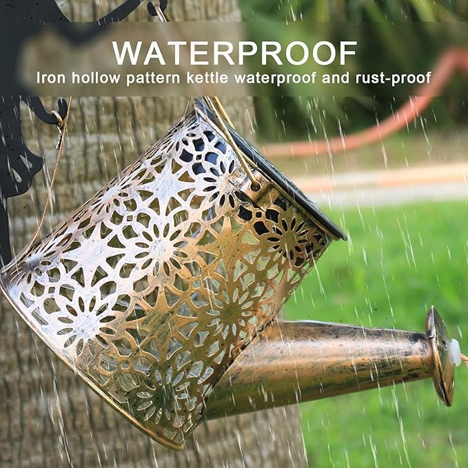 2Pack Solar Watering Can LightsWaterproof Hollowed-Out Retro Metal Outdoor Lights with Fairy or Gnomes AccessoriesGifts for Mom Grandma Women Garden Patio Pathway Christmas Decor(Angel 2 Style)