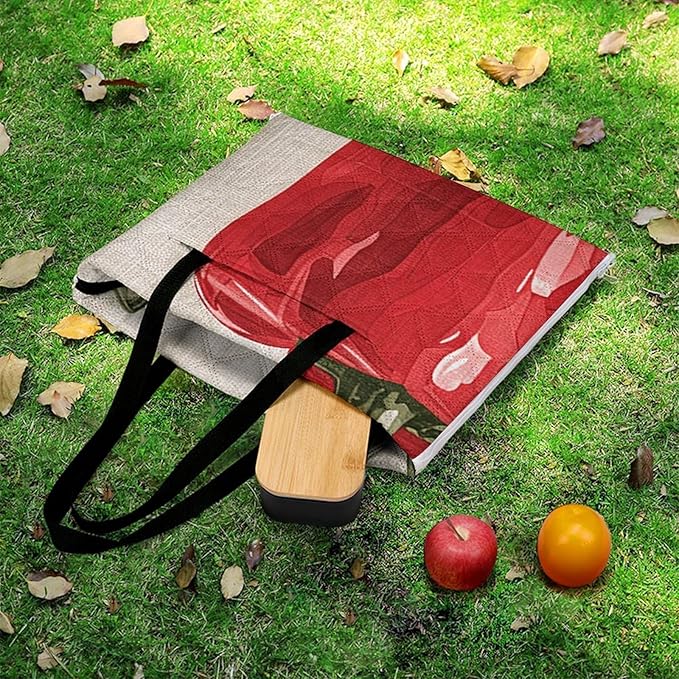 Zipper Red Bell Pepper Pattern Style Picnic Mat Suitable for Travel Camping Park Or Home Use