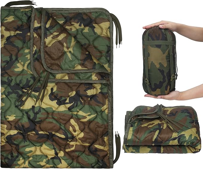 Mirzoyan Woobie Blanket Military Poncho Liner Camo Insulated Camping Woobie Blanket for Outdoor Hiking Survival Hunting