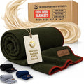 100% Wool Blanket - Premium Ultra-Soft &amp Warm Twin 62x 84 Large Size Blanket for Couch Bed Home Camping &amp Outdoors