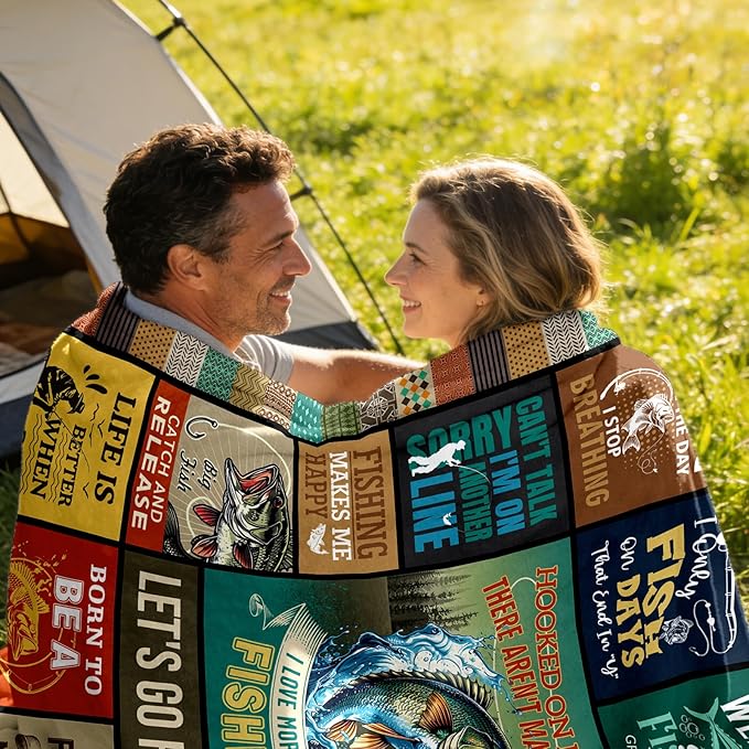 Fishing Gifts for Men/Women Fishing Blanket 60x 50 Fishing Gifts for Dad Fishing Gifts Fishing lovers Gifts Gifts for Men Who Love Fishing Fisherman Gifts for Fathers Day/Birthday/Christmas