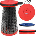 ALEVMOOM Upgraded XXL 50 Portable Collapsible Stool with CushionTelescoping Folding Stool for AdultsYet More Sturdy Camping Stool with Load Capacity 1000lbsfor Outdoor Garden Hiking BBQ Red