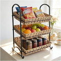 Stackable Candy Display Rack with Rattan |Stackable Candy Organizer|Multi-Function Snack Rack&ampShelf for Chips |Perfect Display Solution for Stores (Brown Large)
