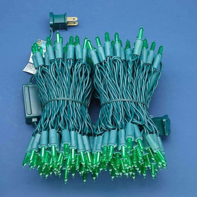 200 Count Green LED Christmas Lights 66 ft Green Wire UL Certified Commercial Grade Holiday String Light Set (Green)