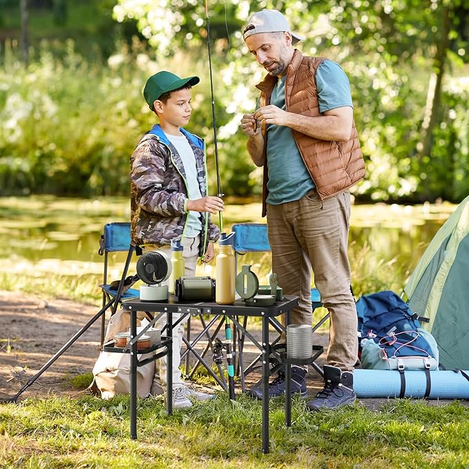 Titanker Folding Camping Table Small 2ft Small Camp Table Portable with 50% Extra Space Folding Picnic Set Portable Beach Table Car Camping Essentials Aluminum Light &amp Solid