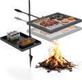 ABSCONDO Height-Adjustable Campfire Grill grate Swivel Fire Pit Grilling Grate Heavy Duty Portable Over Fire Cooking Grate with Handbag for Outdoor Camping Hiking Backpacking and Family Gatherings