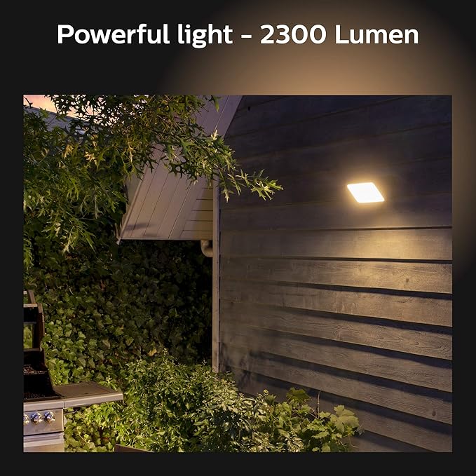 Philips Hue Discover Outdoor Smart Flood Light Fixture Black - 15W White and Color Ambiance LED Color-Changing Light - 2 Pack - Requires Hue Bridge - Control with Hue App and Voice - Weatherproof