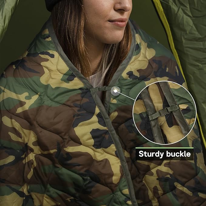 Mirzoyan Woobie Blanket Military Poncho Liner Camo Insulated Camping Woobie Blanket for Outdoor Hiking Survival Hunting