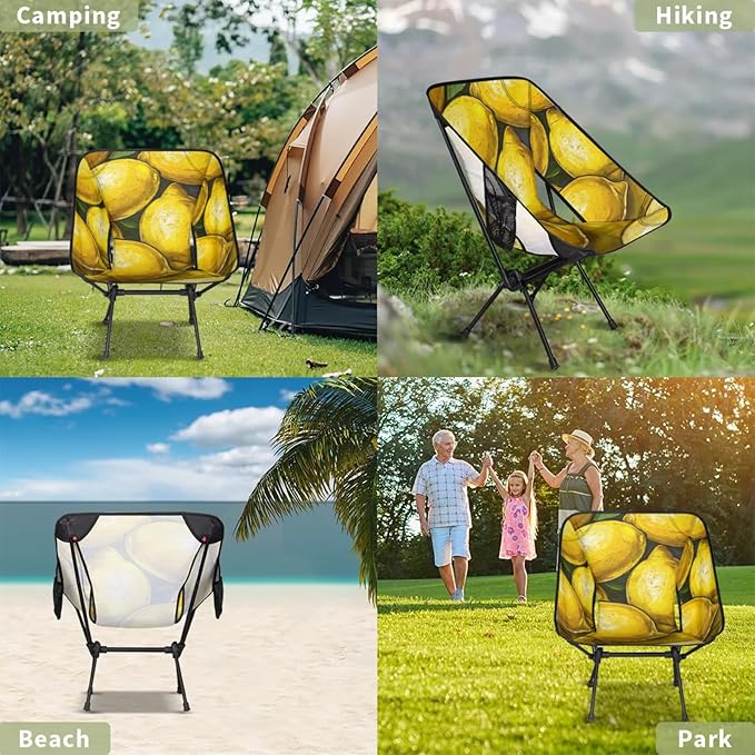 Honeybaby Folding Camping Chair Lemons Fruit Camping Chairs Lightweight Portable Chair Outdoor Foldable Chairs for Camping Travel Picnic Beach Hiking