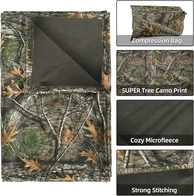 LOOGU Camo Blanket Waterproof Insulation Poncho Liner for Outdoor Camping Hiking Hunting Survival Backpacking Picnicking